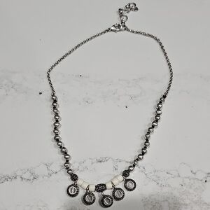 Lucky Brand Silver and Cream Beaded Necklace